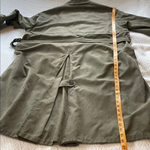 London Fog Men's Olive Army GreenTrench Coat Single Breasted Faux Suede Style - Picture 14 of 16